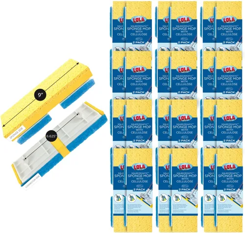 Vista 15 de LOLA Recambio de esponja de celulosa SqueezeMatic Butterfly Mop de 9 pulgadas, cabezal de repuesto, limpieza de pisos, comparable con recambio