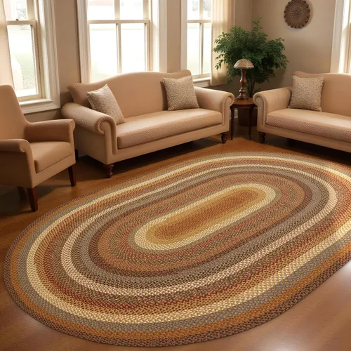 Vista 10 de Alfombras de Área Ovaladas Baja Blue, 5x8' - Hechas a Mano con Tela de Algodón, Decoración Relajante de Campo Costero, Perfectas para Salas de Estar