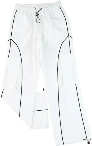Vista 7 de KMBANGI Pantalones de paracaídas para mujer, holgados Y2k, pantalones deportivos con cintura elástica, rayas laterales, pantalones deportivos