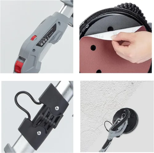 Vista 5 de Lijadora eléctrica de pared seca de velocidad variable de 800-1800 RPM con colección de polvo al vacío, lijadora eléctrica de 800 W con luz LED