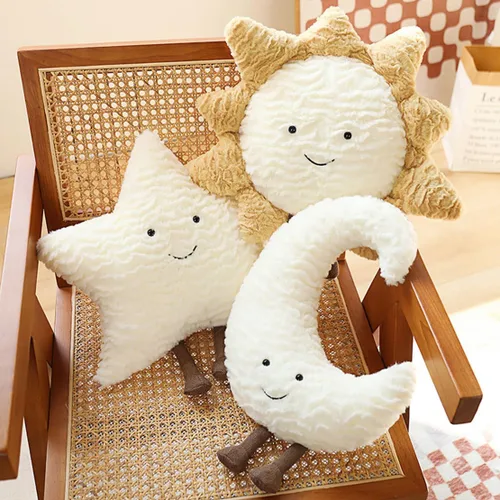 Vista 5 de Cómoda almohada de sol, estrellas, luna, cojín para sofá, precioso cojín (15.7 pulgadas, luna)