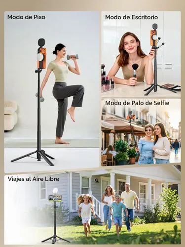 Vista 9 de USKEYVISION Trípode magnético de 69" para iPhone con luz magnética (MPT-04)