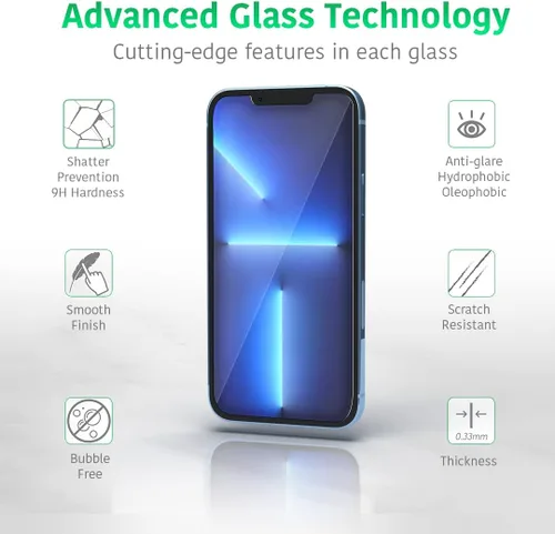 Vista 2 de TalkWorks Protector de pantalla de vidrio templado prémium compatible con iPhone 13/13 Pro/14, antirreflejos, a prueba de roturas y grietas, ultra