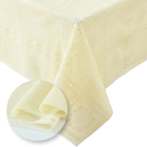 Vista 7 de Threadmade - Mantel / protector de mesa de vinilo de 3 yardas, inspirado en encaje floral, color blanco, 54 pulgadas de ancho x 108 pulgadas