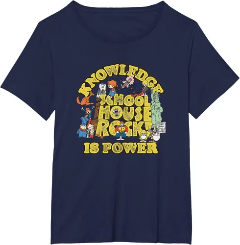 Vista 12 de Camiseta vintage con logo de Schoolhouse Rock "Knowledge is Power" de la serie de TV Azul Marino
