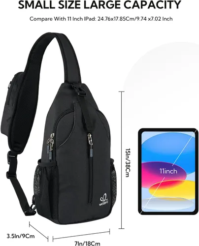 Vista 56 de Waterfly - Mochila cruzada tipo bandolera para viajes y caminatas, bolsa de pecho, Gris, talla única