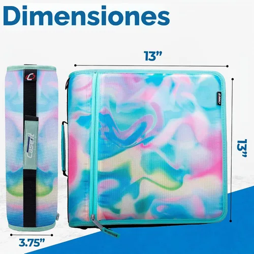Vista 5 de Case-it Mighty Zip Tab - Carpeta escolar con cremallera Anillas en O de 3 pulgadas, capacidad de 600 hojas, carpeta de archivos expandible de 5 Un