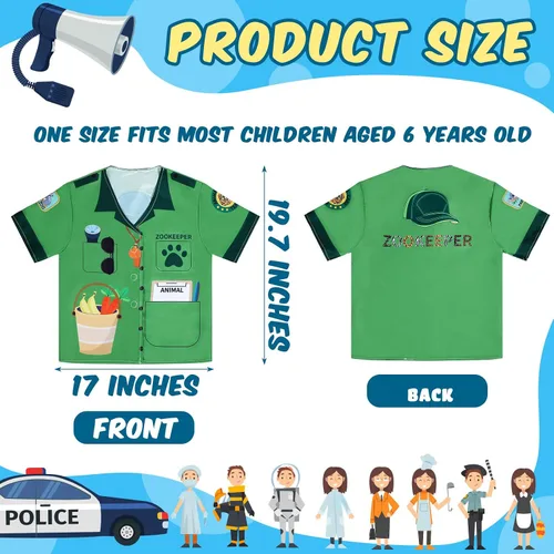Vista 2 de Jiuguva 12 piezas de disfraces de juego de roles para niños, ropa para disfrazarse de niños, ayudante de la comunidad, carrera, cosplay, doctor