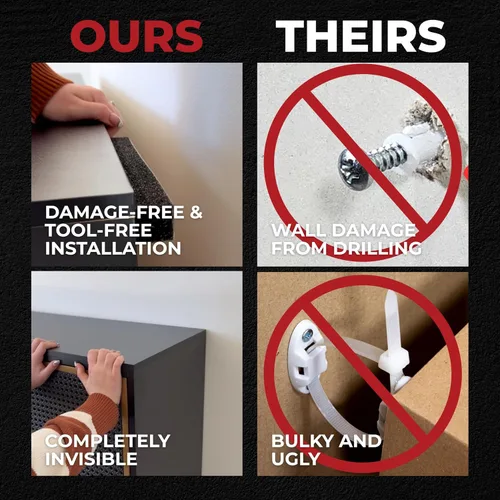 Vista 6 de Anclaje adhesivo para muebles, sin taladros, estético e invisible una vez instalado, anclaje de seguridad para muebles antipuntas para tu hogar a