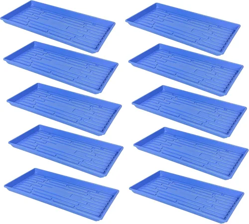 Vista 13 de SUNPACK Bandeja de inicio de semillas de plástico poco profunda de 10 x 20 pulgadas, color negro, 1 pulgada, sin agujeros de drenaje, ideal
