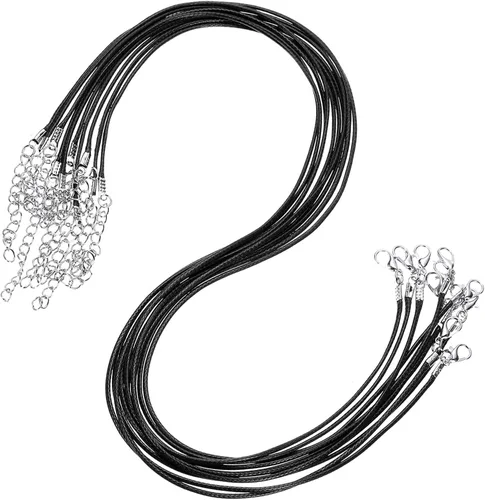 Vista 20 de MECCANIXITY 10 cordones de collar encerado de 18 pulgadas, cadena de collar a granel con cierre de 0.059 in de cuerda de cuero encerado para hacer