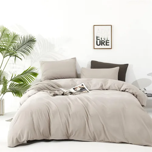 Vista 26 de Luxlovery Juego de edredón verde militar, juego de ropa de cama individual, minimalista, suave, transpirable y moderno, para todas las estaciones