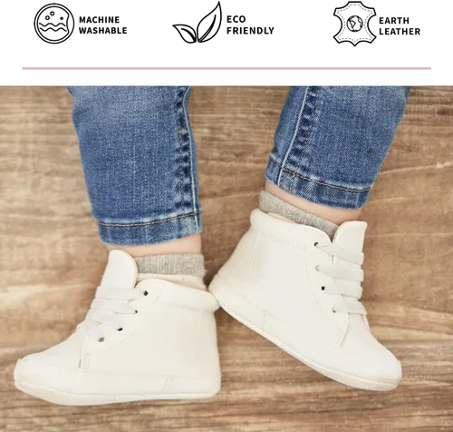 Vista 4 de JuJuBe - Zapatos de bebé de silicona para bebés, cuero vegano, Eco Steps Sneaks