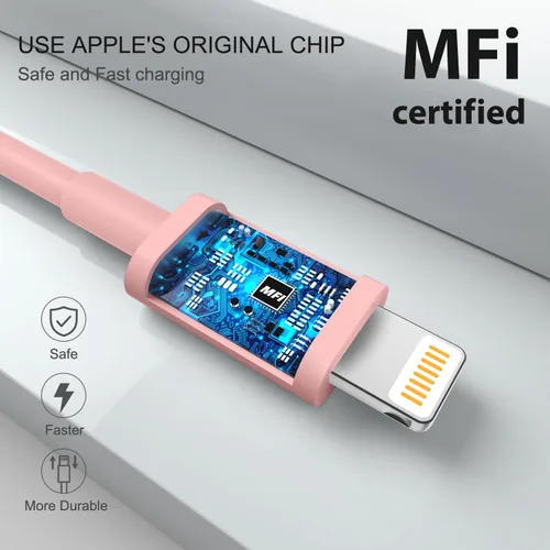 Vista 4 de Paquete de 4 cables de carga para iPhone de 6 pies de largo, USB a Lightning, USB 2.4A, cable de carga rápida para iPhone 14/13/12/11 Pro/11/XS