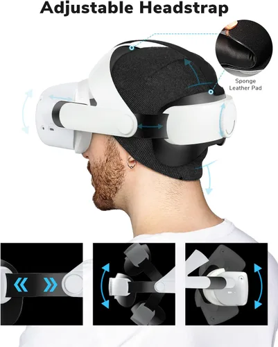 Vista 3 de LUMYSPACE VR Accessory Set Compatible with Quest 2 Accessories Protective Cover Adjustable Head Strap Controller Grip Cover Silicone Face Cover VR