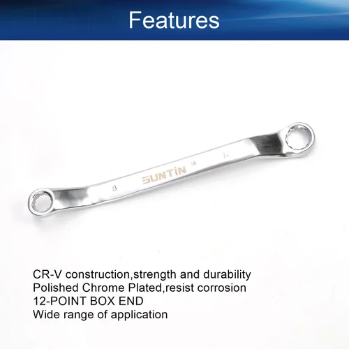 Vista 3 de Auniwaig Llave de extremo de caja doble compensada Cr-V Construcción 0.315 in x 0.394 in pulido cromado 1 unidad