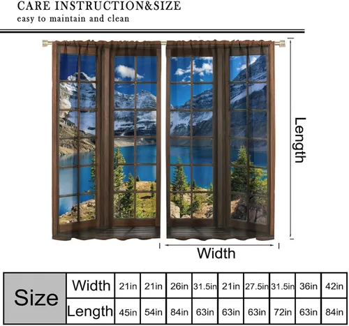 Vista 24 de Cortinas de paisaje, ventana 3D, primavera, bosque, vida silvestre, paisajes de naturaleza, dormitorio, sala de estar, cortinas térmicas opacas de 2