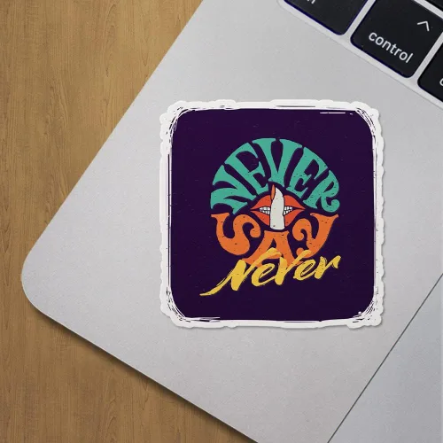 Vista 3 de Calcomanías de vinilo de Never Say Never Premium para interiores (sin impermeabilidad), accesorios de teléfono portátil, casco, ventana