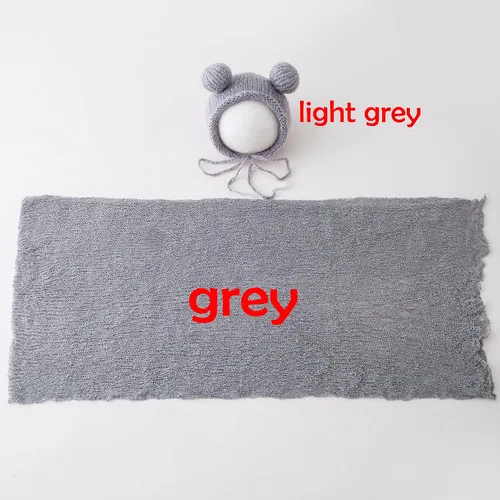 Vista 3 de Conjunto de accesorios de fotografía para bebés recién nacidos, sombrero y rebozo ondulado largo para fotografías de niños y niñas