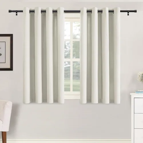 Vista 40 de H.VERSAILTEX Cortinas de cocina texturizadas de lino natural con ojales de 45 pulgadas de largo, lino sintético grueso para oscurecer la habitación