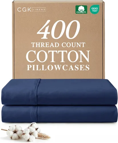 Vista 15 de Juego de 2 fundas de almohada 100 % algodón de 400 hilos, sin arrugas ni decoloración, protectores lavables a máquina, ropa de cama de hotel