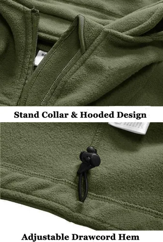 Vista 6 de BIYLACLESEN Chaquetas tácticas de forro polar Softshell para hombre con cremallera completa