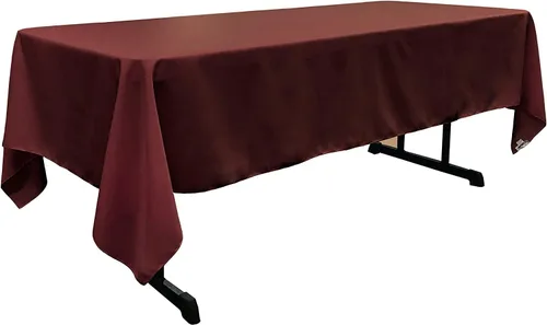 Vista 231 de LA Linen Mantel rectangular lavable de popelín de poliéster, resistente a las manchas y a las arrugas, cubierta de mesa 60x84, mantel de tela