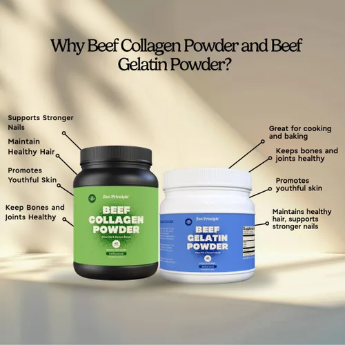 Vista 2 de Zen Principle® Paquete de colágeno + gelatina: apoya articulaciones saludables, piel brillante y cabello fuerte. Proteína en polvo sin sabor
