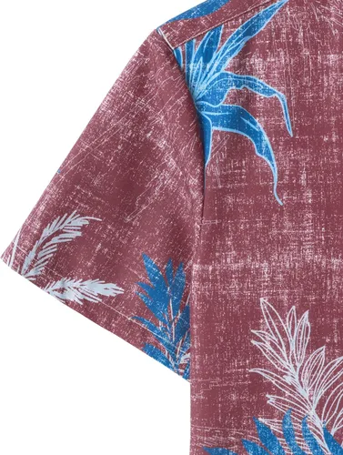 Vista 4 de JOGAL Camisa hawaiana floral para hombre, con bolsillo frontal, informal, Aloha