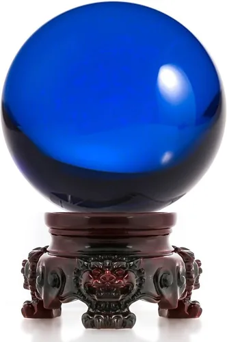 Vista 12 de Amlong Crystal - Bola de cristal ámbar de 3 pulgadas (80 mm) con base de resina de león arcoíris y caja de regalo para bola decorativa, fotografía