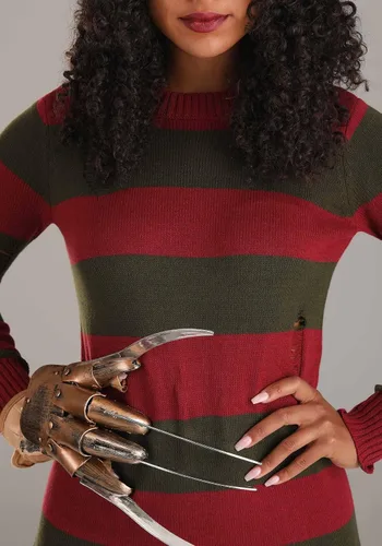 Vista 4 de Nightmare on Elm Street Freddy Krueger Costume Sweater Dress for Women - Freddy Krueger Ripped Striped Sweater
