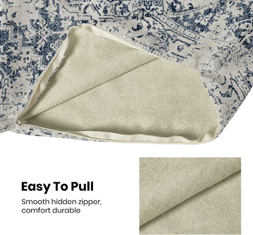 Vista 6 de Fundas de almohada Gohdiwh boho 16 x 16, juego de 2, fundas de almohada decorativas de diseño étnico, fundas de almohada de lino azul