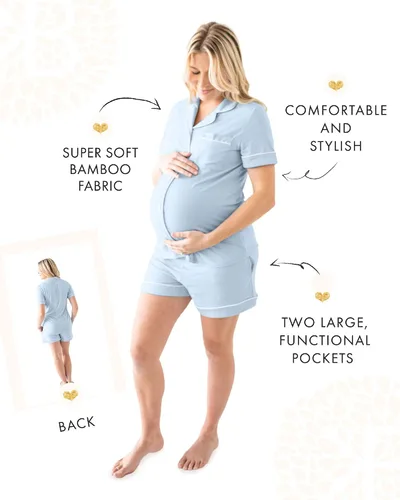 Vista 2 de Kindred Bravely Clea Bamboo - Conjunto de pijama clásico de manga corta para maternidad y lactancia, Baya oscuro
