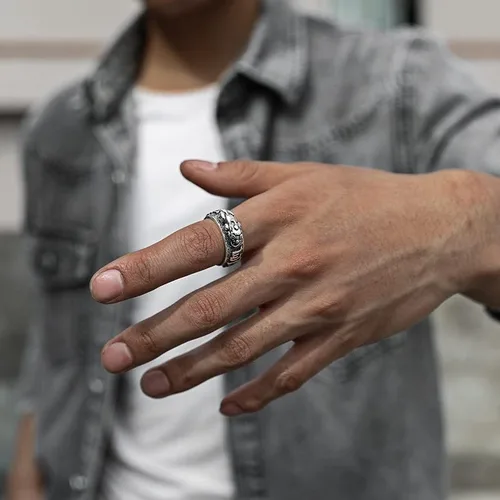 Vista 2 de Aeboocag 2 anillos de mantra Feng Shui Pixiu para mujeres y hombres, doble protección, riqueza, amor, salud, amuleto budista de buena suerte