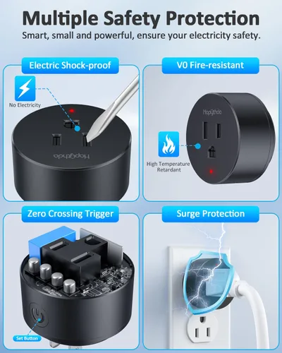 Vista 2 de Enchufe de salida de control remoto, 15A/1500W, Kit de interruptores de luz remotos con rango RF de 500 pies, sin necesidad de cableado Enchufe