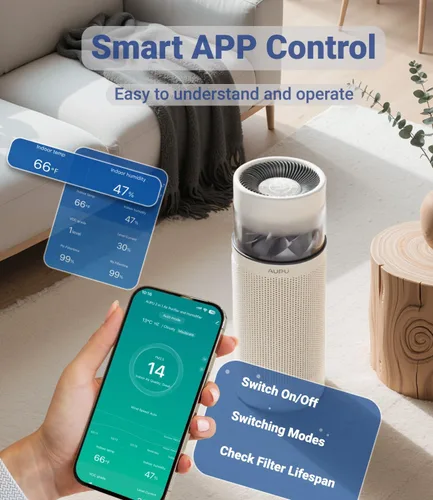 Vista 6 de Purificador de aire 2 en 1 con humidificador, purificadores de aire para el hogar, habitación grande, humidificador y purificador de aire en un