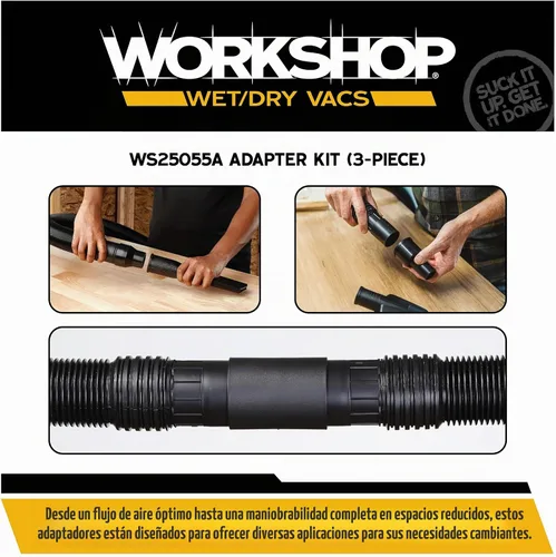Vista 4 de Workshop WS25055A - Adaptador para aspiradora húmeda o seca, juego de combo de adaptador para aspiradora de casa, húmeda o seca