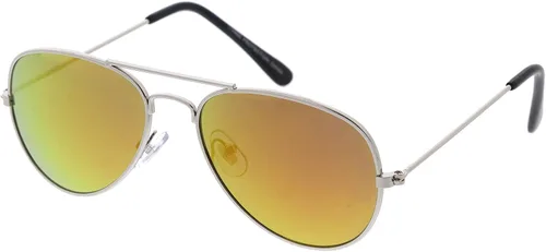 Vista 2 de zeroUV - Gafas de sol de aviador de metal con lente espejada para niños D140