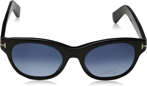 Vista 2 de Tom Ford Gafas de sol Alley Oval FT0532 01W 51 Marcos Acetato Negro Lentes Gradientes Azul