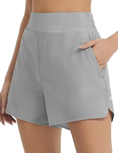 Vista 11 de baleaf Pantalones cortos de entrenamiento de 3 pulgadas para mujer, de cintura alta, atléticos, con forro, ligeros, de secado rápido A-Negro