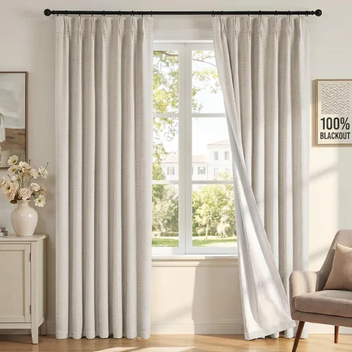 Vista 18 de H.VERSAILTEX Cortinas 100% de opacidad para dormitorio, cortinas plisadas para sala de estar, cortinas opacas con aislamiento térmico entrenadas