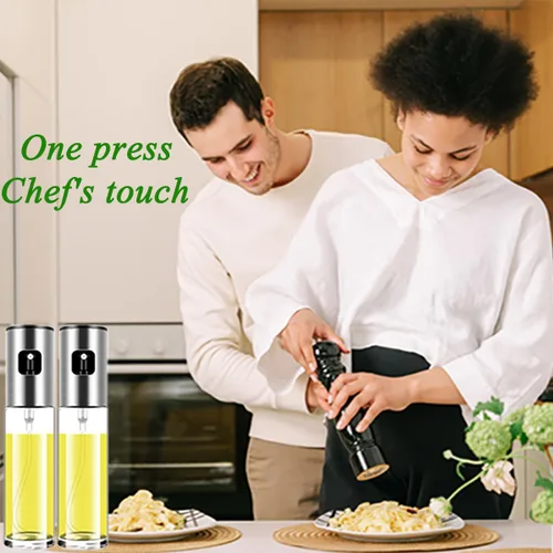 Vista 5 de Pulverizador de aceite de oliva para cocinar, rociador para freidora de aire, vinagre de canola, aceite vegetal, mini botella portátil, utensilios