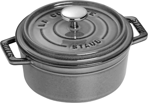 Vista 14 de STAUB - Olla de hierro fundido para horno holandés de 0.5 cuartos, redonda, hecha en Francia, para 1 persona, color negro mate
