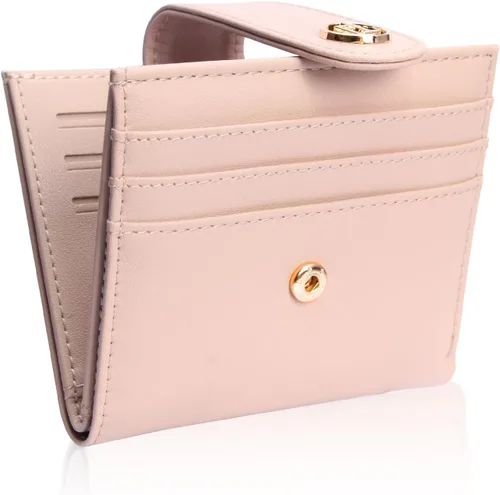 Vista 14 de FUNTOR - Carteras pequeñas para mujer, soporte delgado y plegable para tarjetas de crédito con bolsillo para monedas con cremallera, A: Negro