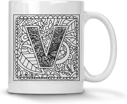 Vista 20 de Alankathy Mugs Taza de café monograma, 11 oz, color blanco (A)