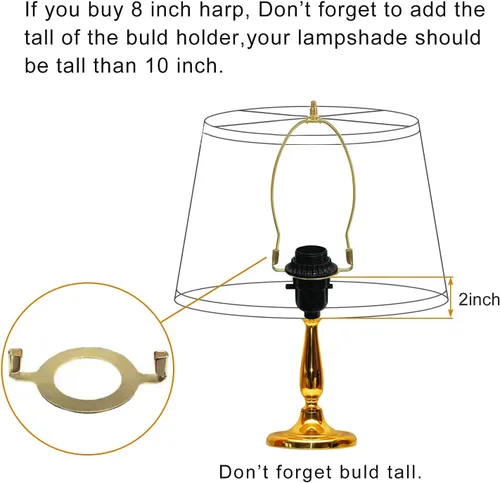 Vista 5 de GIGIVOSHA Kit de soporte ajustable para arpas de pantalla de lámpara, 8, 9, 10 pulgadas con base de luz E26, piezas para lámparas de mesa y de pie