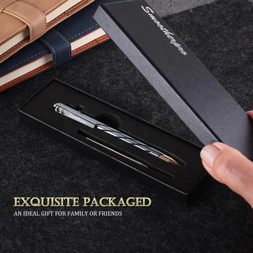 Vista 4 de SMOOTHERPRO Bolt Action - Bolígrafo de aluminio compatible con Parker y Fisher Space SPR, bolígrafo EDC para escribir, negro (TP331BK)