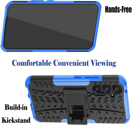 Vista 2 de Funda para Galaxy A54, Samsung A54 5G SM-A546U con protector de pantalla de vidrio templado, cubierta trasera de policarbonato duro con soporte
