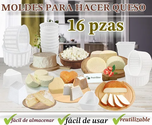 Vista 9 de PetriStor - Kit de 16 piezas de queso suave para principiantes - Moldes de queso pequeños - Moldes de queso crema para hacer queso - Molde