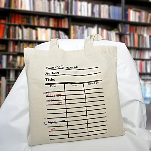 Vista 3 de Universal Zone Bolsa para tarjetas de biblioteca. Tarjetero con sellos de vencimiento de día. Bolsa para libros, Beige